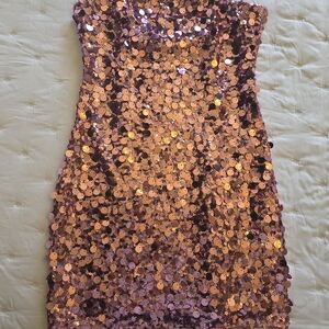 superdown Rose Pink Sequin Strapless Mini